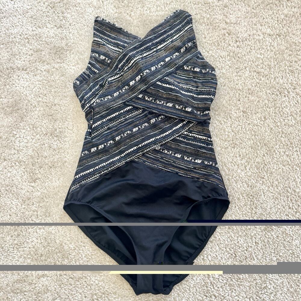 Miraclesuit Brio One Piece Swimsuit Cypher Black Multi Size 12 Tummy Control